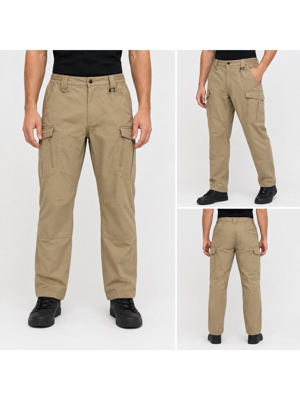 Brand New Flex Camo Tactical Cargo Pants Mens size Large, Inseam 30” Khaki Tan‎